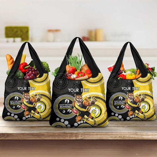 Custom AFL Richmond NAIDOC Week Grocery Bag Keep The Fire Burning Indigenous Art