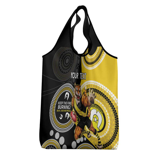 Custom AFL Richmond NAIDOC Week Grocery Bag Keep The Fire Burning Indigenous Art