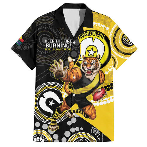 Custom AFL Richmond NAIDOC Week Hawaiian Shirt Keep The Fire Burning Indigenous Art