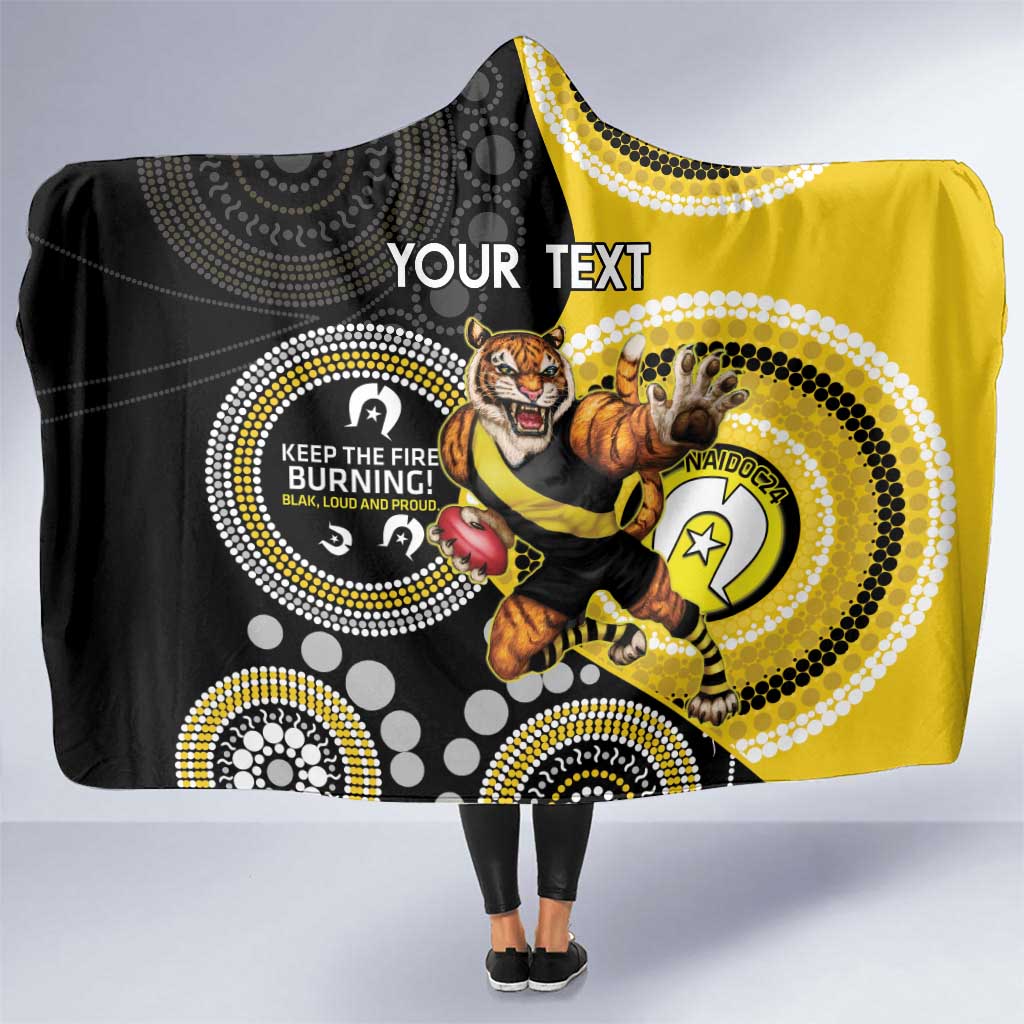 Custom AFL Richmond NAIDOC Week Hooded Blanket Keep The Fire Burning Indigenous Art