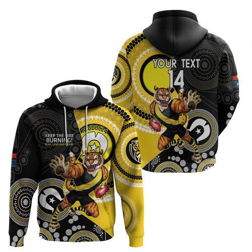Custom AFL Richmond NAIDOC Week Hoodie Keep The Fire Burning Indigenous Art