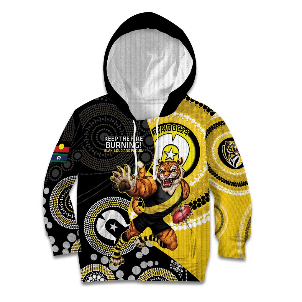 Custom AFL Richmond NAIDOC Week Kid Hoodie Keep The Fire Burning Indigenous Art