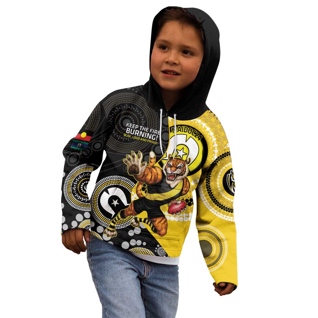 Custom AFL Richmond NAIDOC Week Kid Hoodie Keep The Fire Burning Indigenous Art