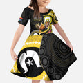 Custom AFL Richmond NAIDOC Week Kid Short Sleeve Dress Keep The Fire Burning Indigenous Art