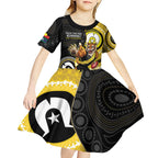 Custom AFL Richmond NAIDOC Week Kid Short Sleeve Dress Keep The Fire Burning Indigenous Art