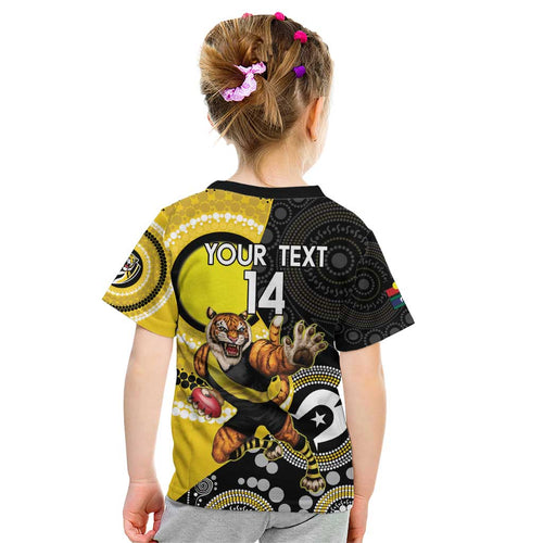 Custom AFL Richmond NAIDOC Week Kid T Shirt Keep The Fire Burning Indigenous Art