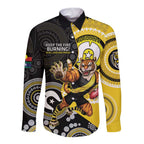 Custom AFL Richmond NAIDOC Week Long Sleeve Button Shirt Keep The Fire Burning Indigenous Art