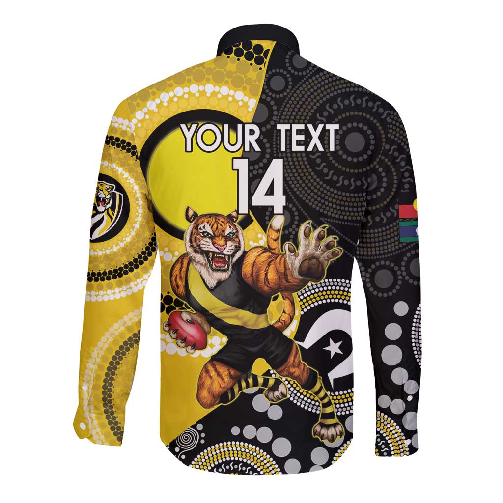 Custom AFL Richmond NAIDOC Week Long Sleeve Button Shirt Keep The Fire Burning Indigenous Art