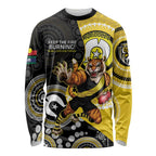 Custom AFL Richmond NAIDOC Week Long Sleeve Shirt Keep The Fire Burning Indigenous Art