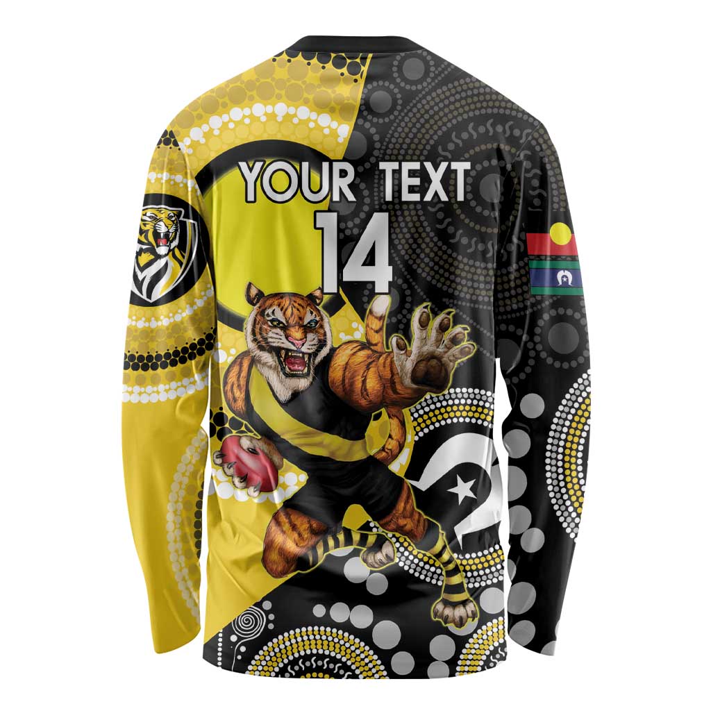 Custom AFL Richmond NAIDOC Week Long Sleeve Shirt Keep The Fire Burning Indigenous Art