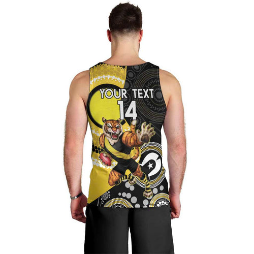 Custom AFL Richmond NAIDOC Week Men Tank Top Keep The Fire Burning Indigenous Art