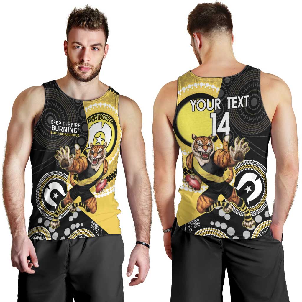 Custom AFL Richmond NAIDOC Week Men Tank Top Keep The Fire Burning Indigenous Art