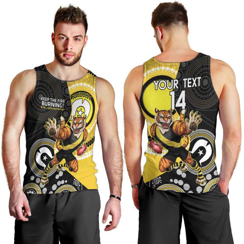 Custom AFL Richmond NAIDOC Week Men Tank Top Keep The Fire Burning Indigenous Art