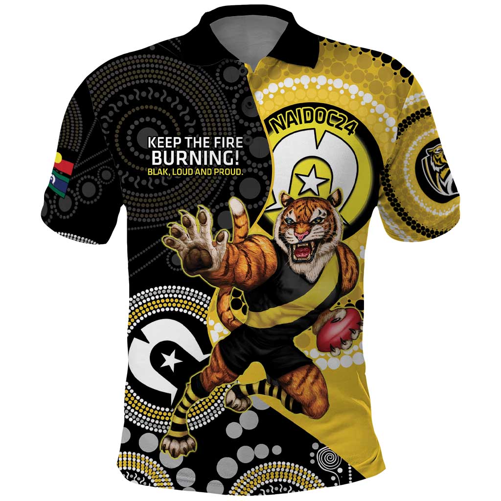 Custom AFL Richmond NAIDOC Week Polo Shirt Keep The Fire Burning Indigenous Art