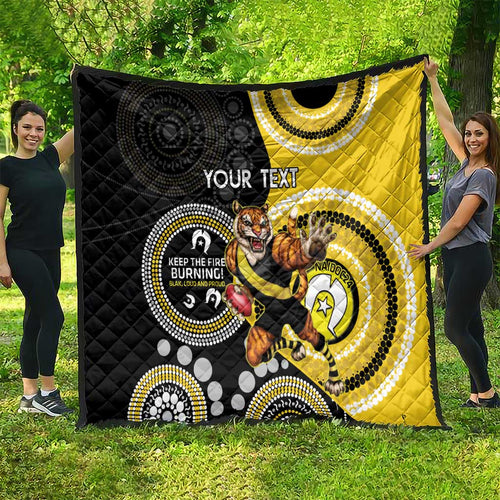 Custom AFL Richmond NAIDOC Week Quilt Keep The Fire Burning Indigenous Art