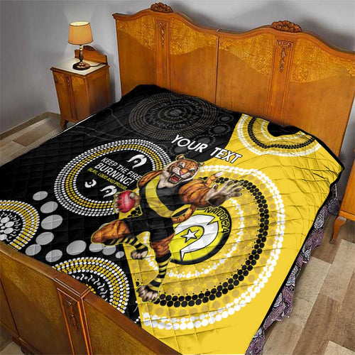 Custom AFL Richmond NAIDOC Week Quilt Keep The Fire Burning Indigenous Art