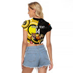 Custom AFL Richmond NAIDOC Week Raglan Cropped T Shirt Keep The Fire Burning Indigenous Art
