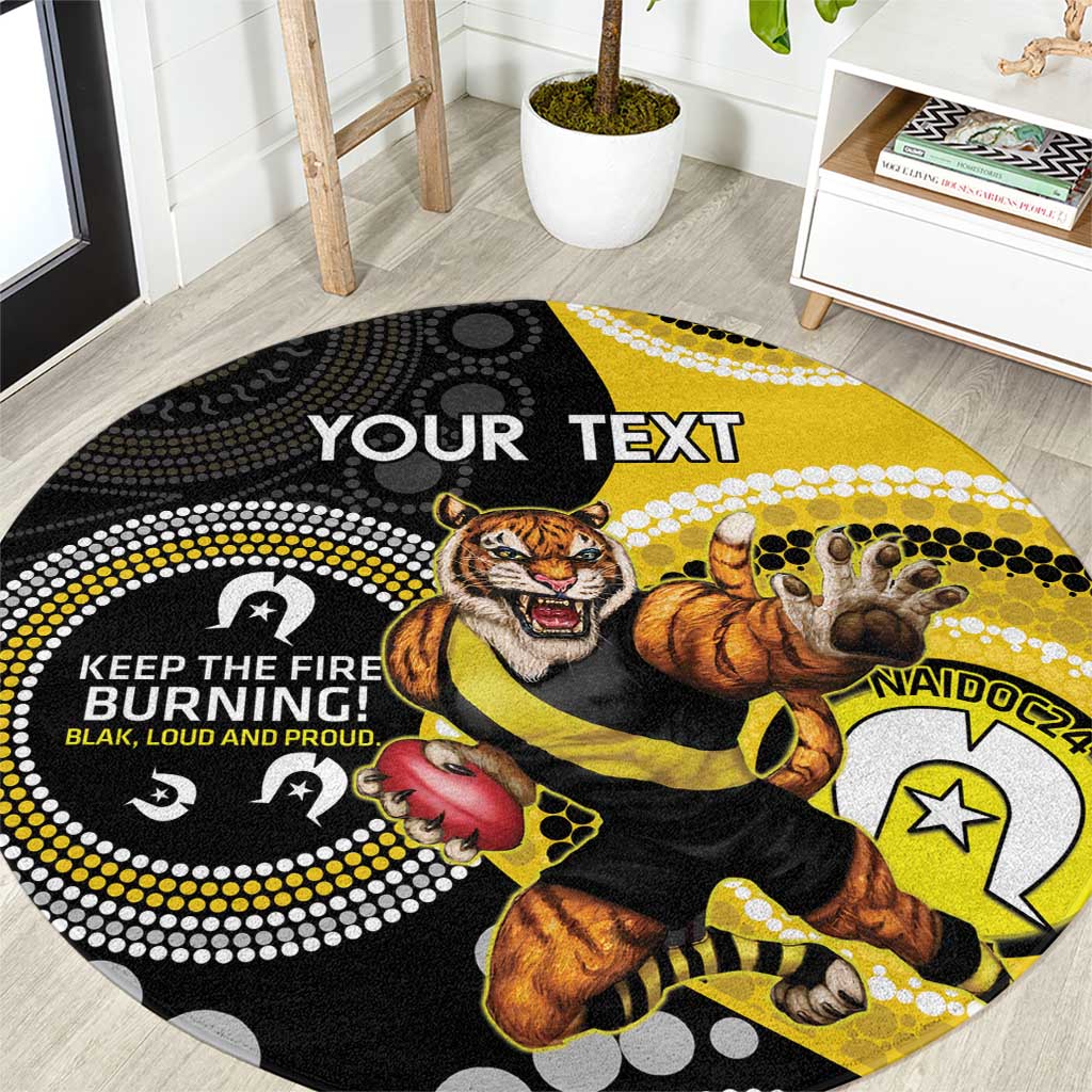 Custom AFL Richmond NAIDOC Week Round Carpet Keep The Fire Burning Indigenous Art