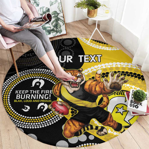 Custom AFL Richmond NAIDOC Week Round Carpet Keep The Fire Burning Indigenous Art