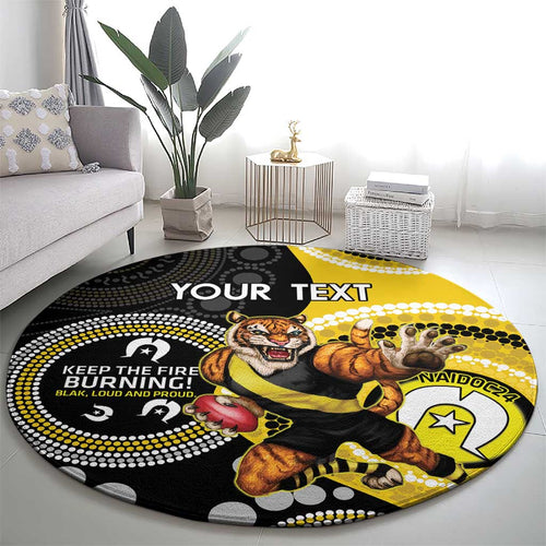 Custom AFL Richmond NAIDOC Week Round Carpet Keep The Fire Burning Indigenous Art