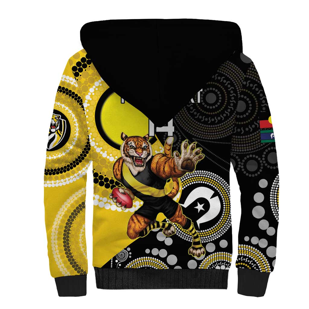 Custom AFL Richmond NAIDOC Week Sherpa Hoodie Keep The Fire Burning Indigenous Art