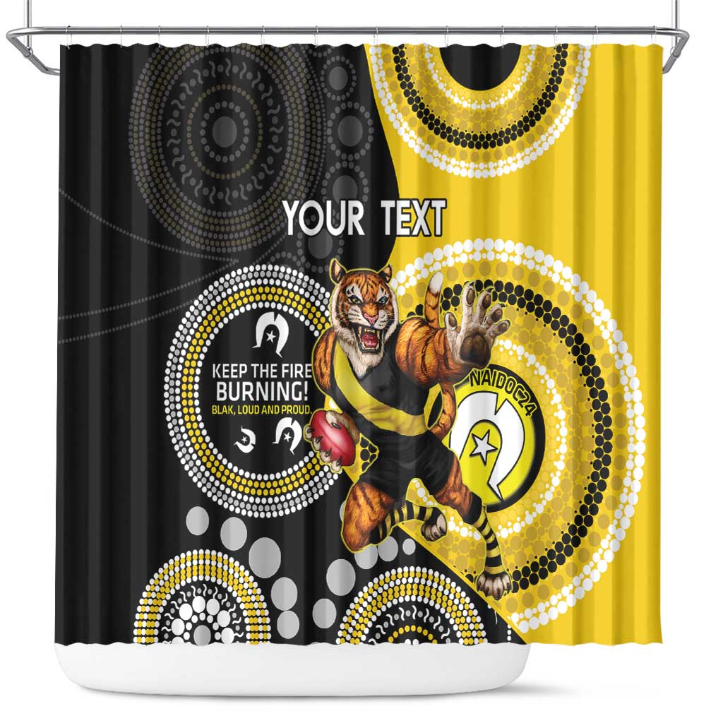 Custom AFL Richmond NAIDOC Week Shower Curtain Keep The Fire Burning Indigenous Art