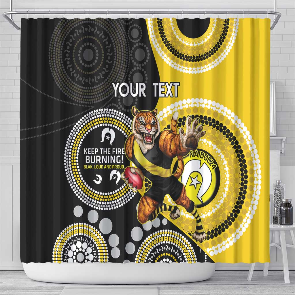 Custom AFL Richmond NAIDOC Week Shower Curtain Keep The Fire Burning Indigenous Art