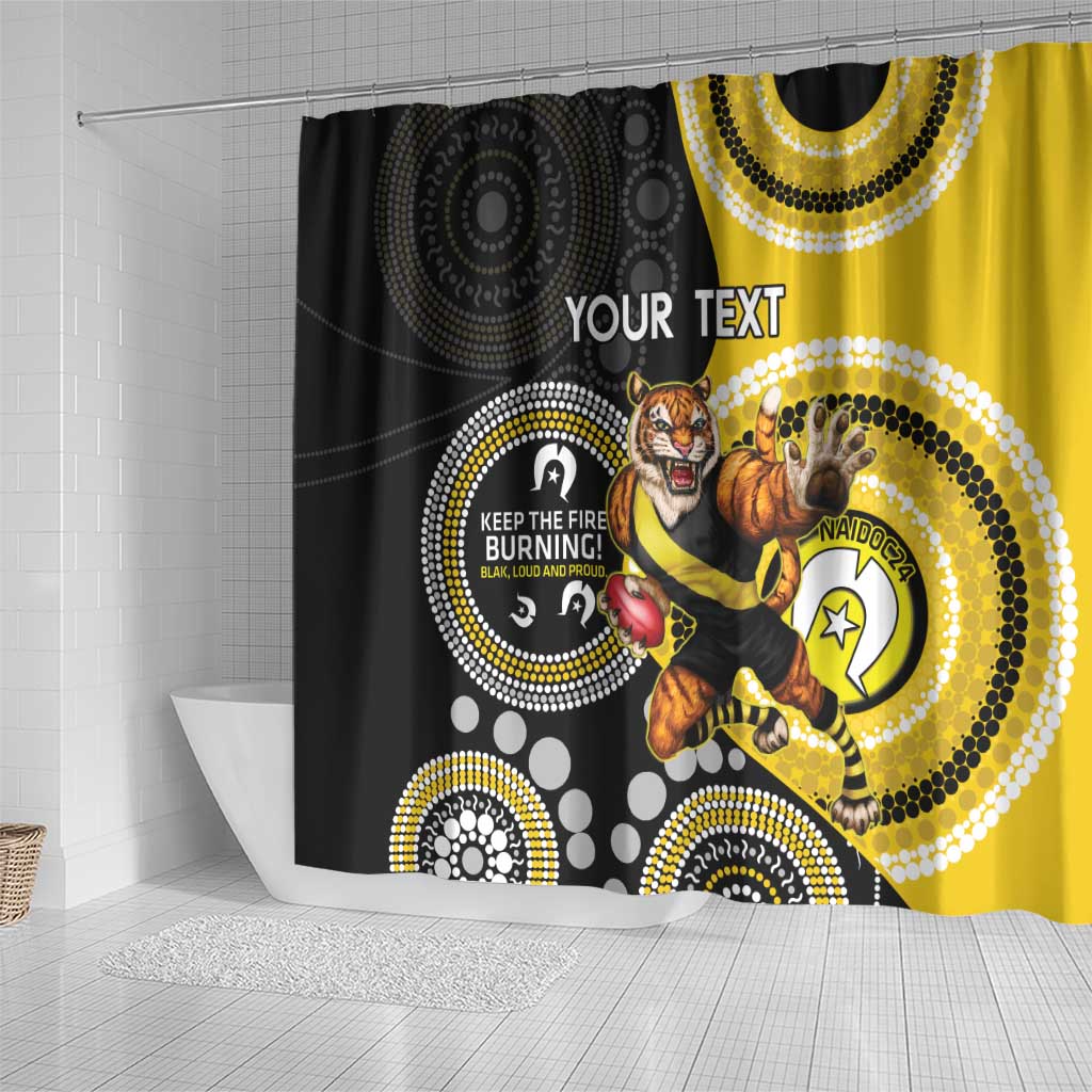 Custom AFL Richmond NAIDOC Week Shower Curtain Keep The Fire Burning Indigenous Art