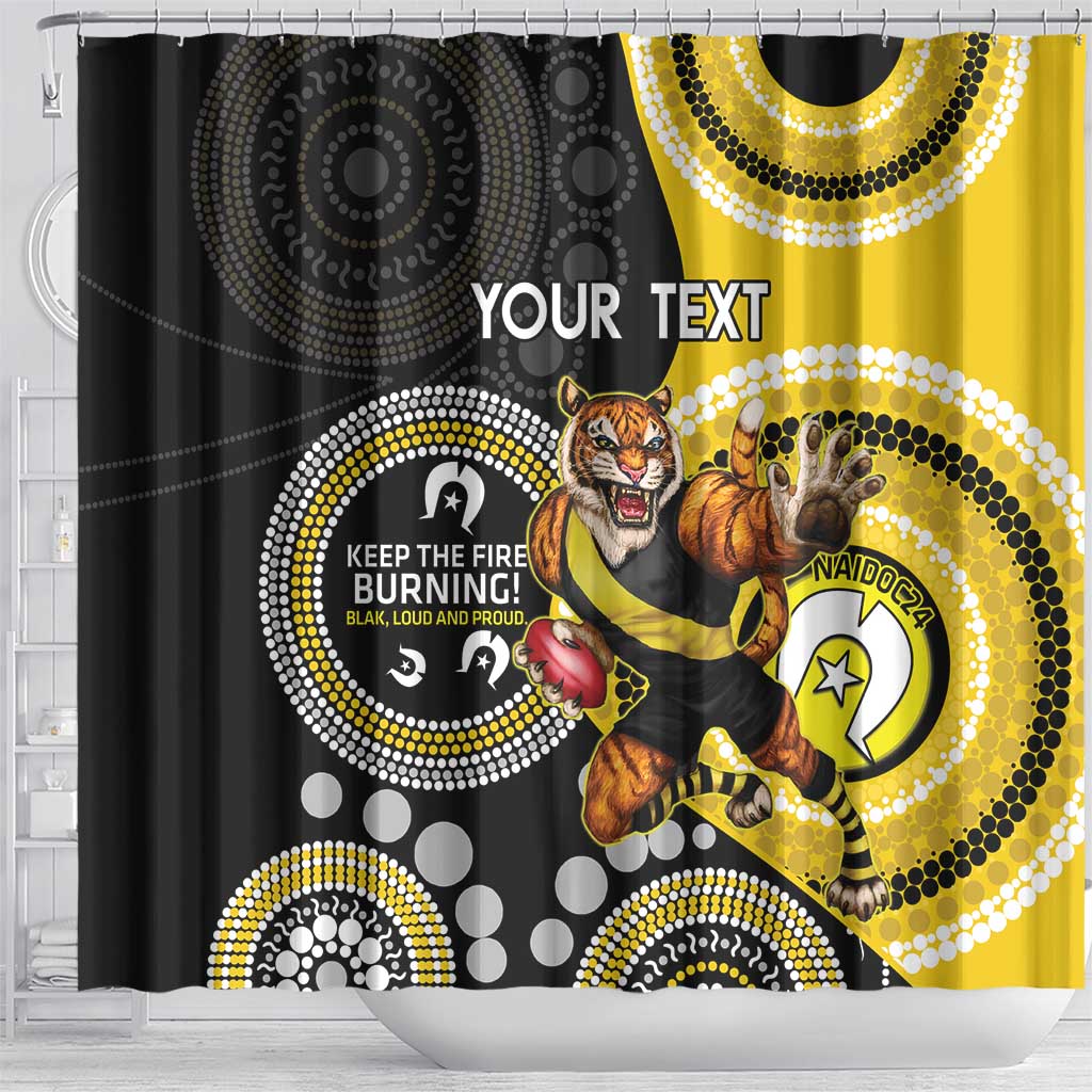 Custom AFL Richmond NAIDOC Week Shower Curtain Keep The Fire Burning Indigenous Art