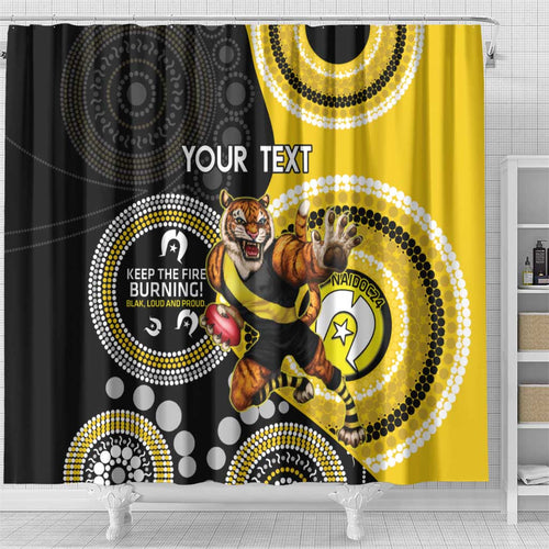 Custom AFL Richmond NAIDOC Week Shower Curtain Keep The Fire Burning Indigenous Art