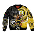 Custom AFL Richmond NAIDOC Week Sleeve Zip Bomber Jacket Keep The Fire Burning Indigenous Art