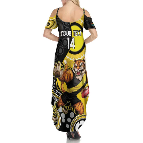 Custom AFL Richmond NAIDOC Week Summer Maxi Dress Keep The Fire Burning Indigenous Art
