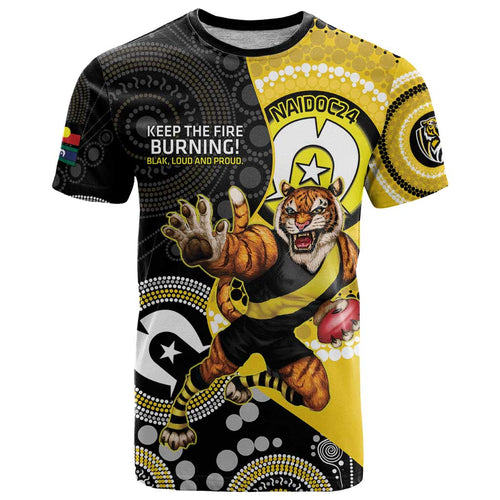 Custom AFL Richmond NAIDOC Week T Shirt Keep The Fire Burning Indigenous Art