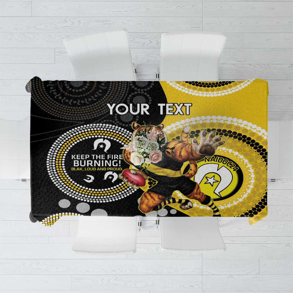 Custom AFL Richmond NAIDOC Week Tablecloth Keep The Fire Burning Indigenous Art