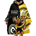 Custom AFL Richmond NAIDOC Week Wearable Blanket Hoodie Keep The Fire Burning Indigenous Art