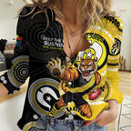 Custom AFL Richmond NAIDOC Week Women Casual Shirt Keep The Fire Burning Indigenous Art