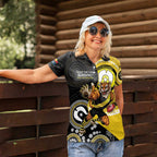 Custom AFL Richmond NAIDOC Week Women Polo Shirt Keep The Fire Burning Indigenous Art