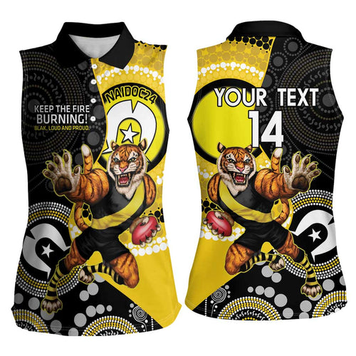 Custom AFL Richmond NAIDOC Week Women Sleeveless Polo Shirt Keep The Fire Burning Indigenous Art