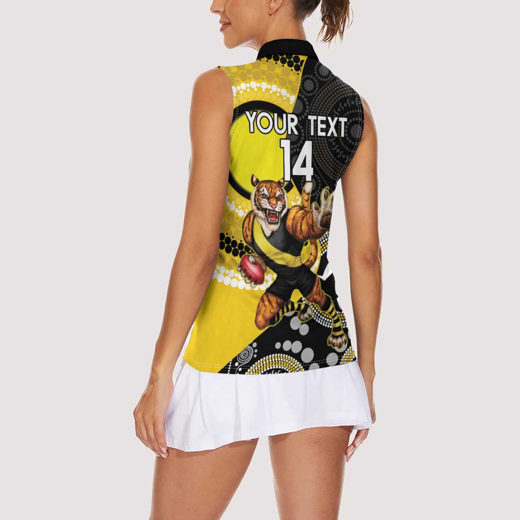 Custom AFL Richmond NAIDOC Week Women Sleeveless Polo Shirt Keep The Fire Burning Indigenous Art