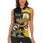 Custom AFL Richmond NAIDOC Week Women Sleeveless Polo Shirt Keep The Fire Burning Indigenous Art