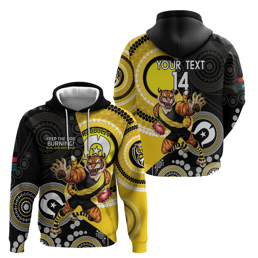 Custom AFL Richmond NAIDOC Week Zip Hoodie Keep The Fire Burning Indigenous Art