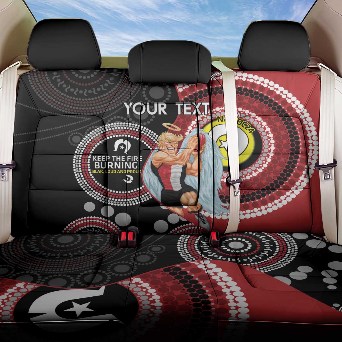 Custom AFL St Kilda NAIDOC Week Back Car Seat Cover Keep The Fire Burning Indigenous Art