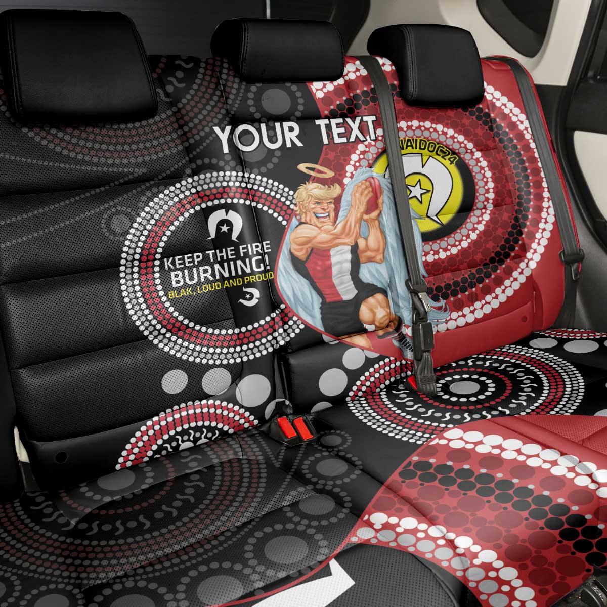 Custom AFL St Kilda NAIDOC Week Back Car Seat Cover Keep The Fire Burning Indigenous Art
