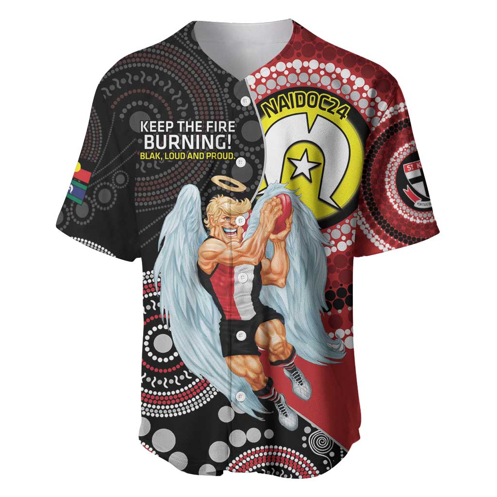 Custom AFL St Kilda NAIDOC Week Baseball Jersey Keep The Fire Burning Indigenous Art