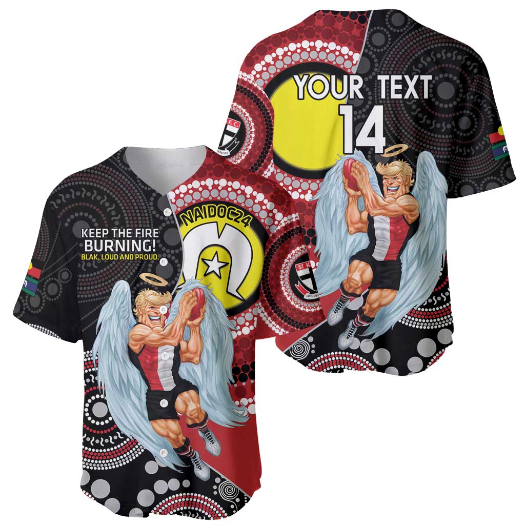 Custom AFL St Kilda NAIDOC Week Baseball Jersey Keep The Fire Burning Indigenous Art