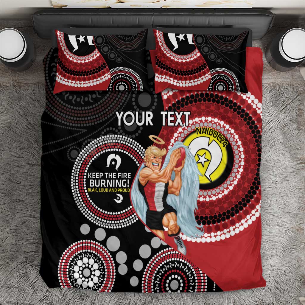 Custom AFL St Kilda NAIDOC Week Bedding Set Keep The Fire Burning Indigenous Art
