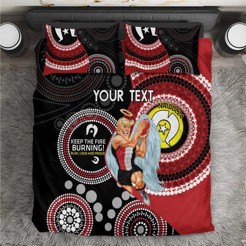 Custom AFL St Kilda NAIDOC Week Bedding Set Keep The Fire Burning Indigenous Art