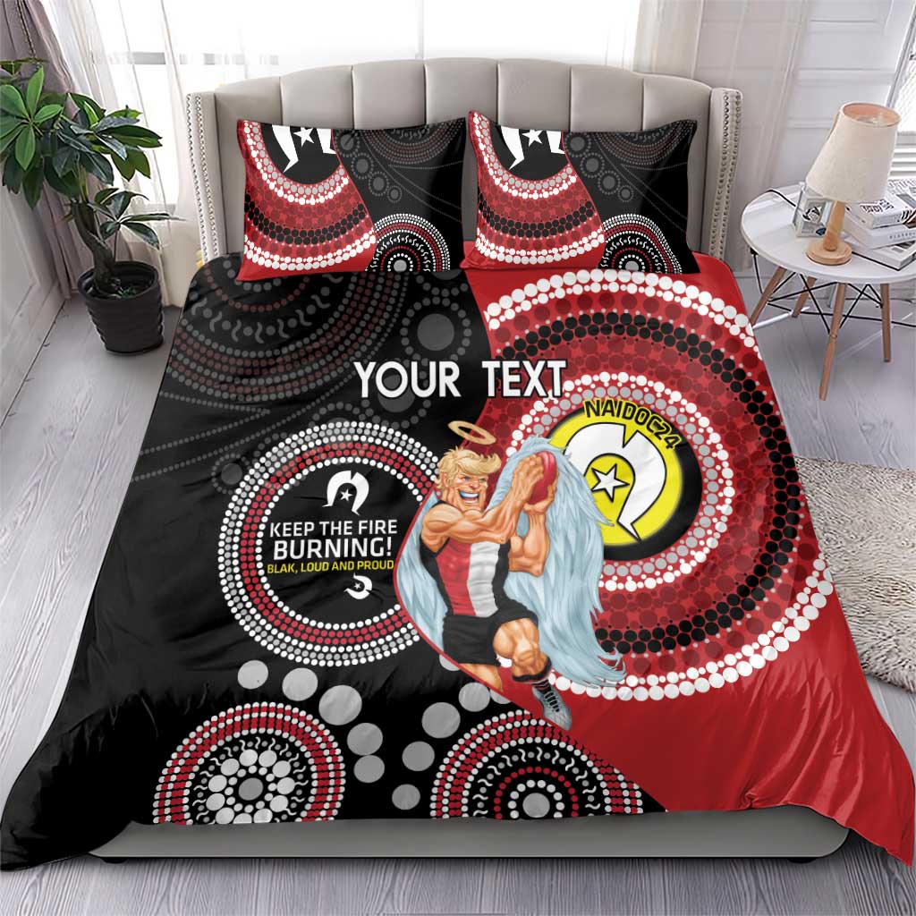 Custom AFL St Kilda NAIDOC Week Bedding Set Keep The Fire Burning Indigenous Art