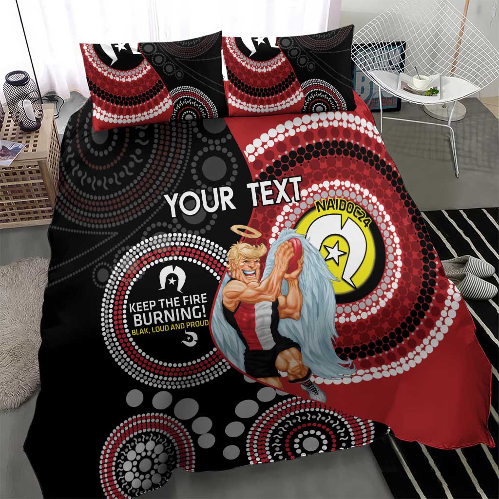 Custom AFL St Kilda NAIDOC Week Bedding Set Keep The Fire Burning Indigenous Art