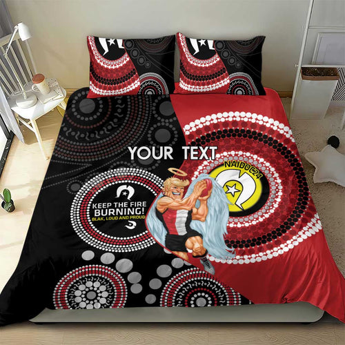 Custom AFL St Kilda NAIDOC Week Bedding Set Keep The Fire Burning Indigenous Art